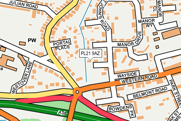 PL21 9AZ map - OS OpenMap – Local (Ordnance Survey)