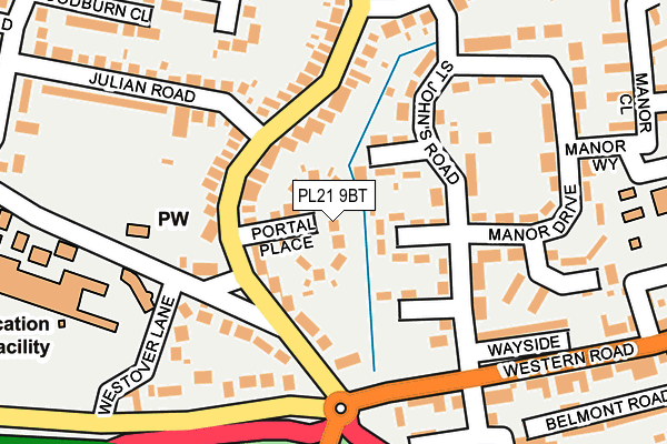PL21 9BT map - OS OpenMap – Local (Ordnance Survey)