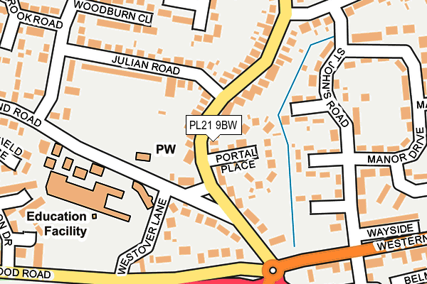 PL21 9BW map - OS OpenMap – Local (Ordnance Survey)