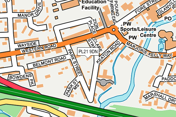 PL21 9DN map - OS OpenMap – Local (Ordnance Survey)