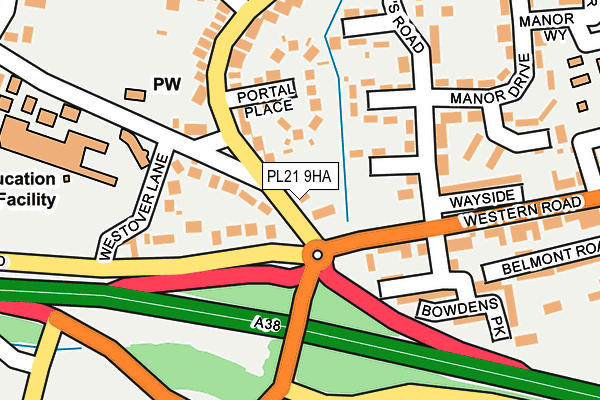 PL21 9HA map - OS OpenMap – Local (Ordnance Survey)