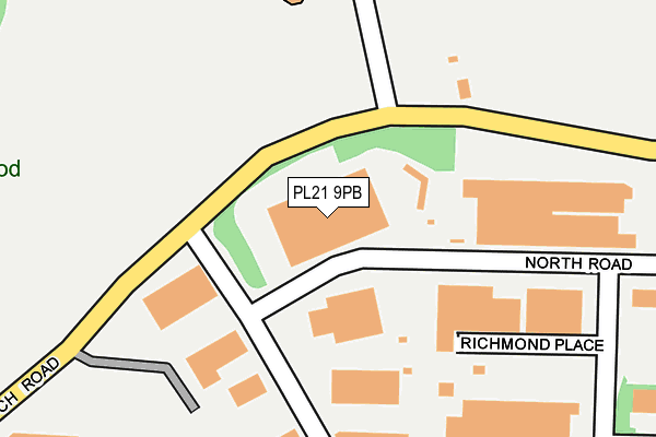 PL21 9PB map - OS OpenMap – Local (Ordnance Survey)