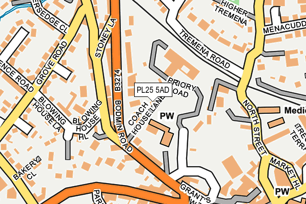 PL25 5AD map - OS OpenMap – Local (Ordnance Survey)