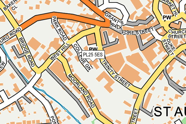 PL25 5ES map - OS OpenMap – Local (Ordnance Survey)