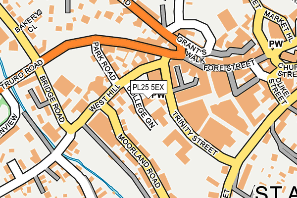 PL25 5EX map - OS OpenMap – Local (Ordnance Survey)