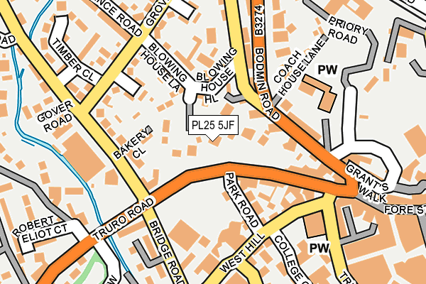 PL25 5JF map - OS OpenMap – Local (Ordnance Survey)