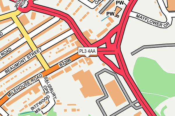 PL3 4AA map - OS OpenMap – Local (Ordnance Survey)