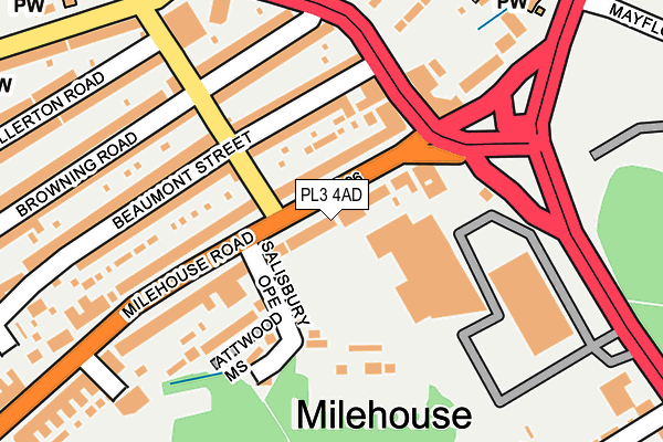 PL3 4AD map - OS OpenMap – Local (Ordnance Survey)