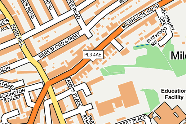 PL3 4AE map - OS OpenMap – Local (Ordnance Survey)