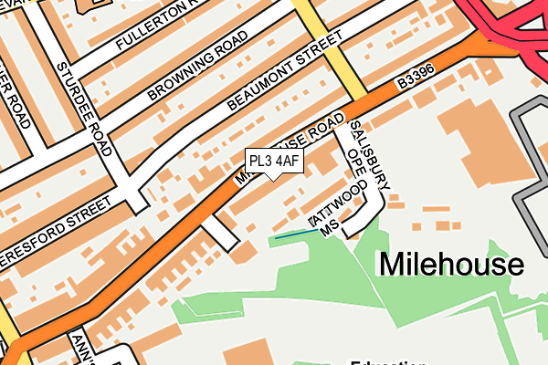 PL3 4AF map - OS OpenMap – Local (Ordnance Survey)