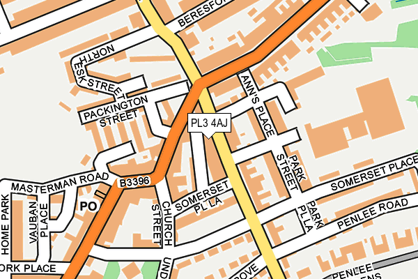 PL3 4AJ map - OS OpenMap – Local (Ordnance Survey)