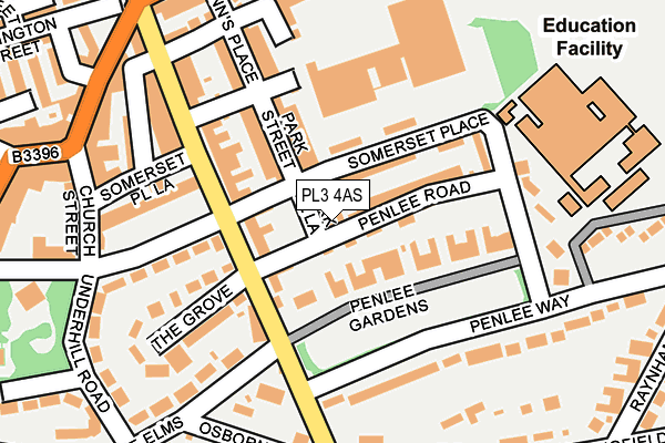 PL3 4AS map - OS OpenMap – Local (Ordnance Survey)