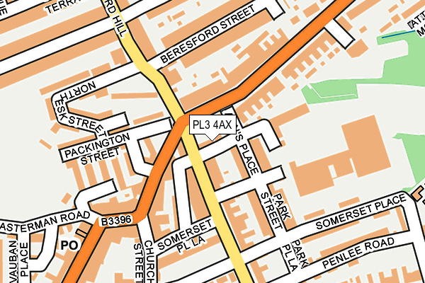 PL3 4AX map - OS OpenMap – Local (Ordnance Survey)