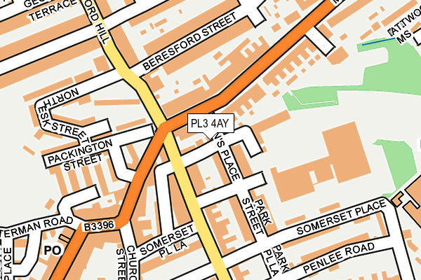 PL3 4AY map - OS OpenMap – Local (Ordnance Survey)