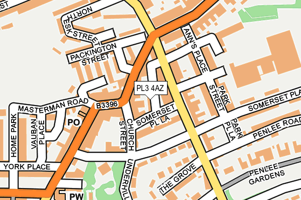 PL3 4AZ map - OS OpenMap – Local (Ordnance Survey)