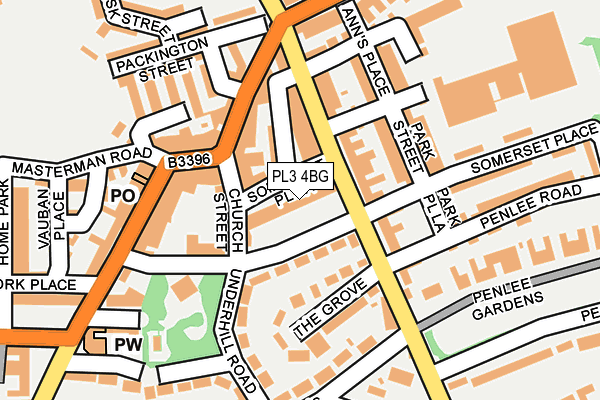 PL3 4BG map - OS OpenMap – Local (Ordnance Survey)