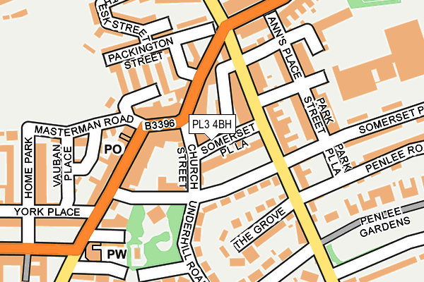 PL3 4BH map - OS OpenMap – Local (Ordnance Survey)