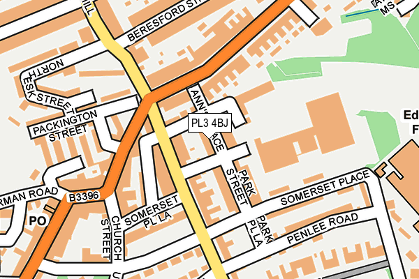 PL3 4BJ map - OS OpenMap – Local (Ordnance Survey)