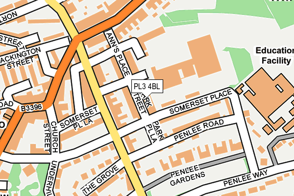 PL3 4BL map - OS OpenMap – Local (Ordnance Survey)