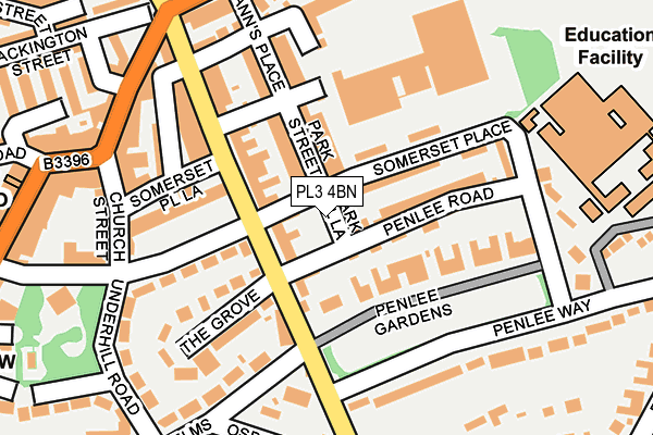 PL3 4BN map - OS OpenMap – Local (Ordnance Survey)