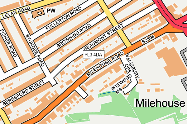 PL3 4DA map - OS OpenMap – Local (Ordnance Survey)