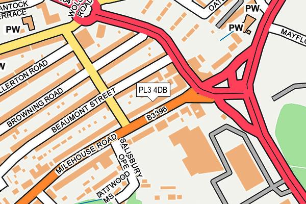 PL3 4DB map - OS OpenMap – Local (Ordnance Survey)