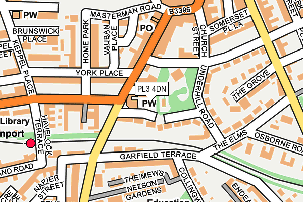 PL3 4DN map - OS OpenMap – Local (Ordnance Survey)