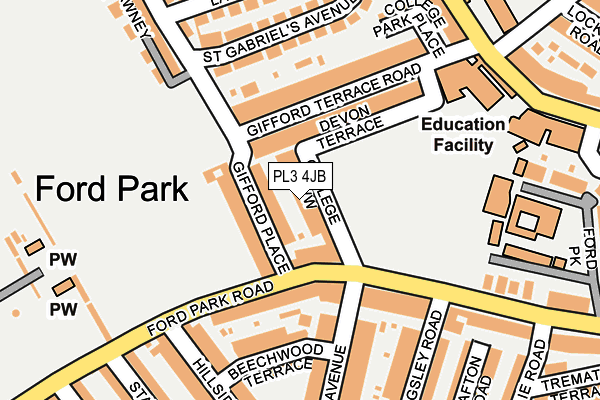 PL3 4JB map - OS OpenMap – Local (Ordnance Survey)