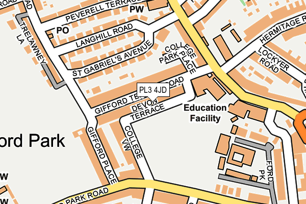PL3 4JD map - OS OpenMap – Local (Ordnance Survey)