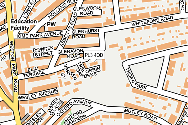 PL3 4QD map - OS OpenMap – Local (Ordnance Survey)