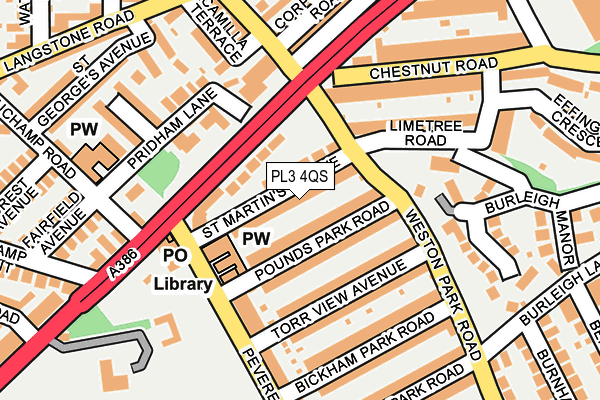 PL3 4QS map - OS OpenMap – Local (Ordnance Survey)