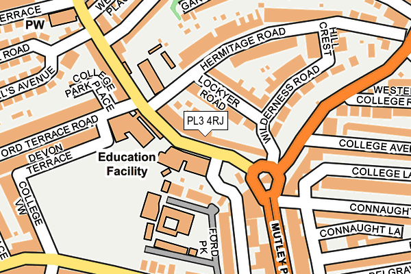 PL3 4RJ map - OS OpenMap – Local (Ordnance Survey)