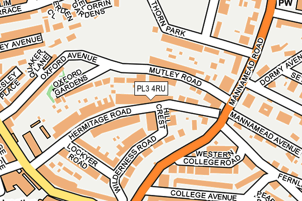 PL3 4RU map - OS OpenMap – Local (Ordnance Survey)