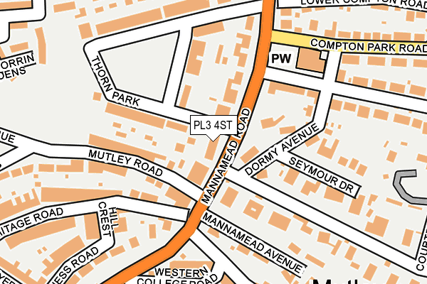 PL3 4ST map - OS OpenMap – Local (Ordnance Survey)