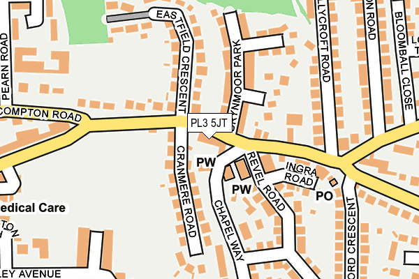 PL3 5JT map - OS OpenMap – Local (Ordnance Survey)