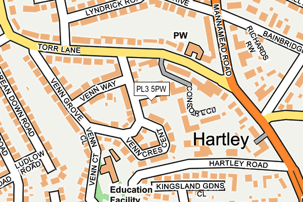 PL3 5PW map - OS OpenMap – Local (Ordnance Survey)