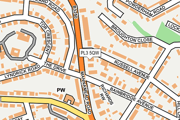 PL3 5QW map - OS OpenMap – Local (Ordnance Survey)
