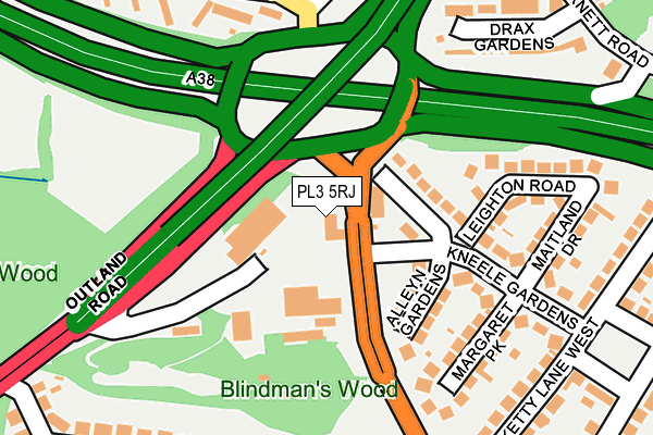 PL3 5RJ map - OS OpenMap – Local (Ordnance Survey)