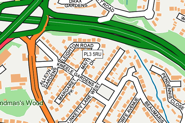 PL3 5RU map - OS OpenMap – Local (Ordnance Survey)