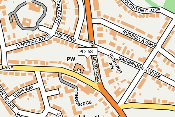 PL3 5ST map - OS OpenMap – Local (Ordnance Survey)