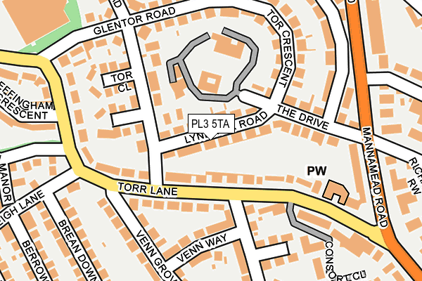 PL3 5TA map - OS OpenMap – Local (Ordnance Survey)