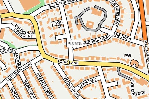 PL3 5TG map - OS OpenMap – Local (Ordnance Survey)
