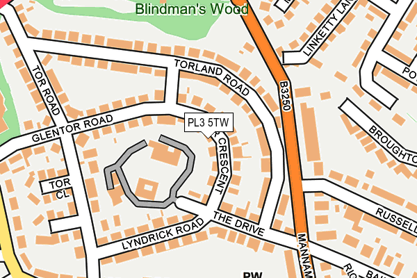 PL3 5TW map - OS OpenMap – Local (Ordnance Survey)