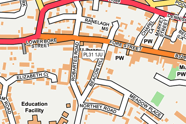 PL31 1JU map - OS OpenMap – Local (Ordnance Survey)