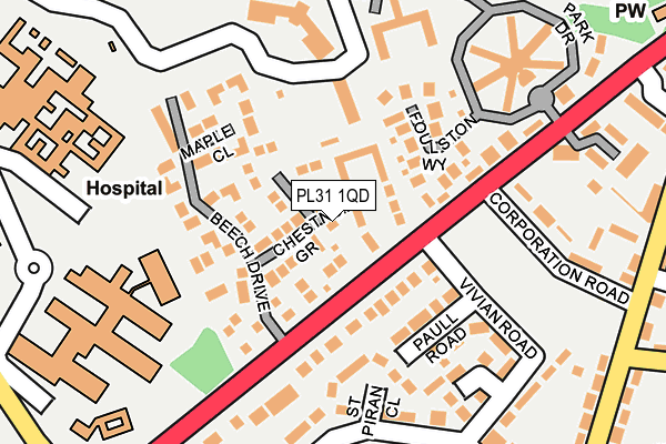 PL31 1QD map - OS OpenMap – Local (Ordnance Survey)