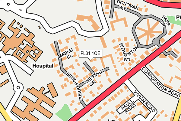 PL31 1QE map - OS OpenMap – Local (Ordnance Survey)