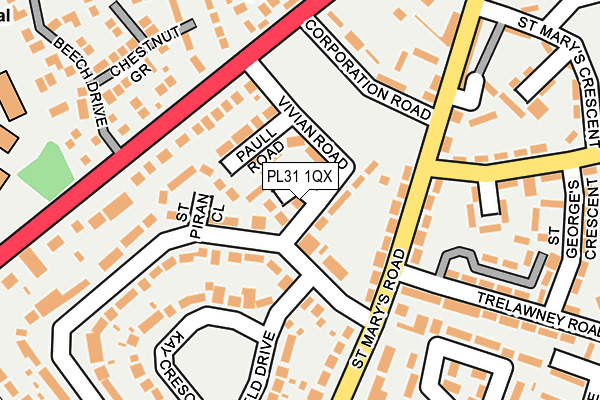 PL31 1QX map - OS OpenMap – Local (Ordnance Survey)