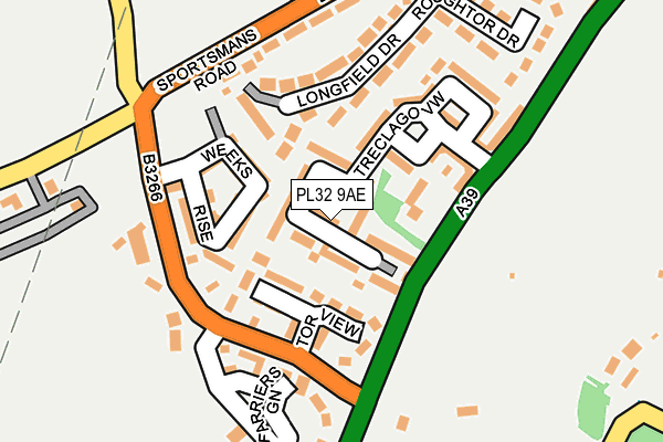 PL32 9AE map - OS OpenMap – Local (Ordnance Survey)