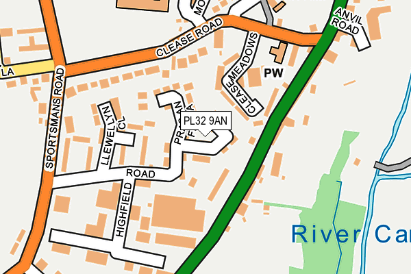 PL32 9AN map - OS OpenMap – Local (Ordnance Survey)