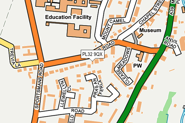 PL32 9QX map - OS OpenMap – Local (Ordnance Survey)